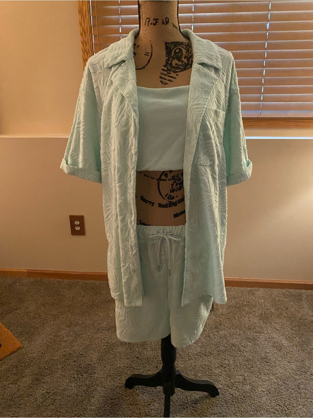 7 For All Mankind Mint Three-Piece Swim Cover-Up Set